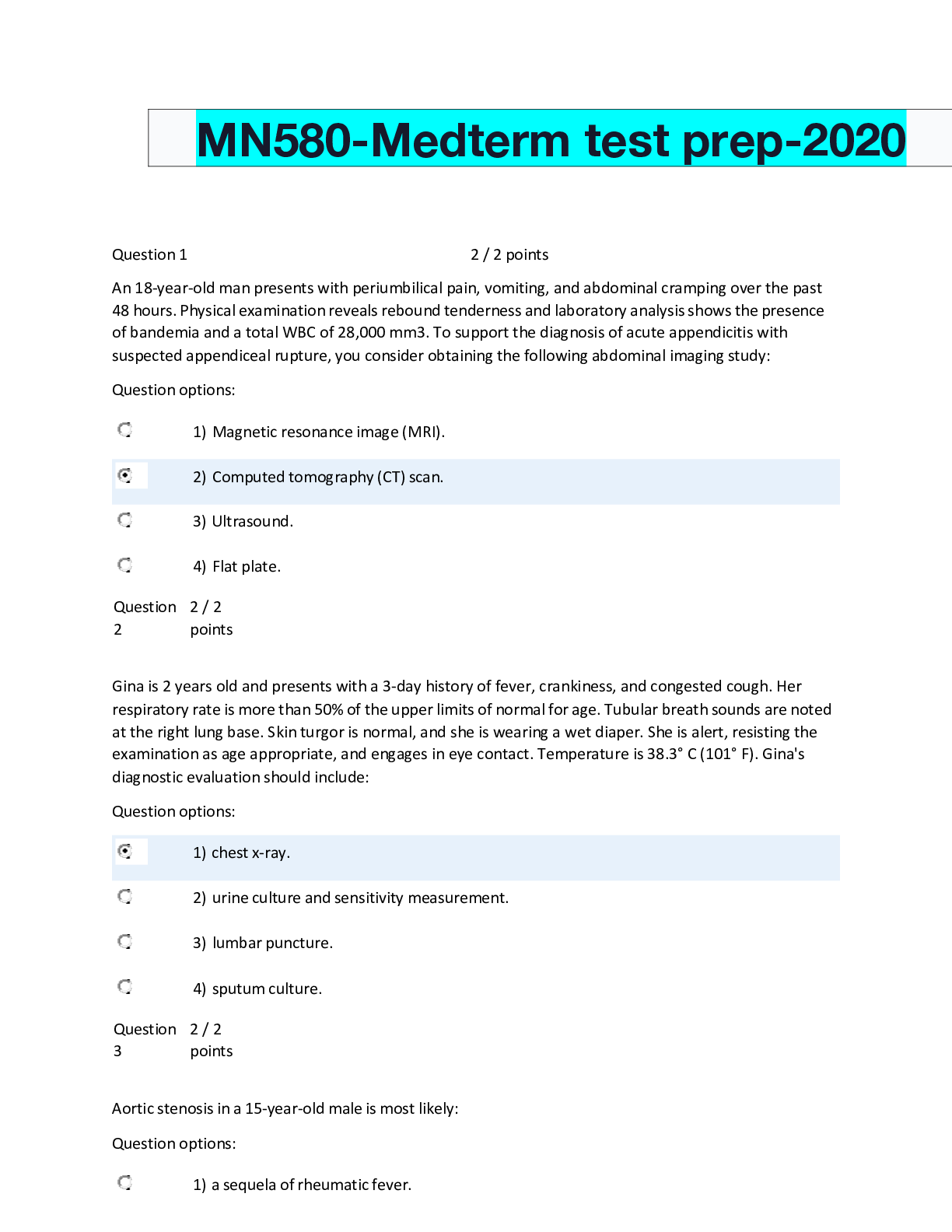 Preview of MN580-Medterm test prep-2020